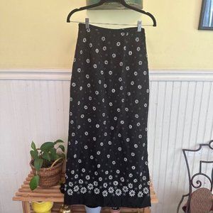 Rikki J vintage 90s long black and white skirt maxi size 5